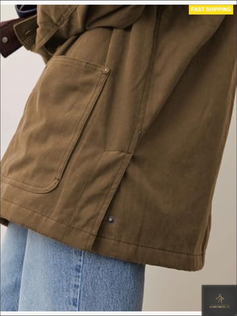 Oversized Utility Cotton Jacket Corduroy Collar Vintage Workwear Pockets - Picture 3 of 7